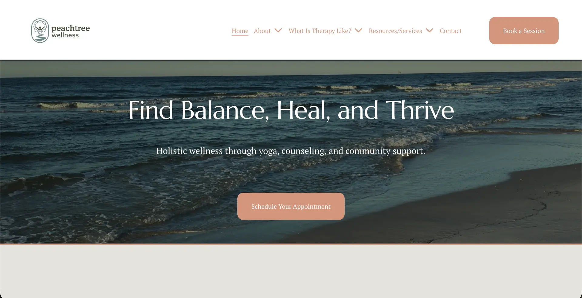 Website design preview for Peachtree Wellness