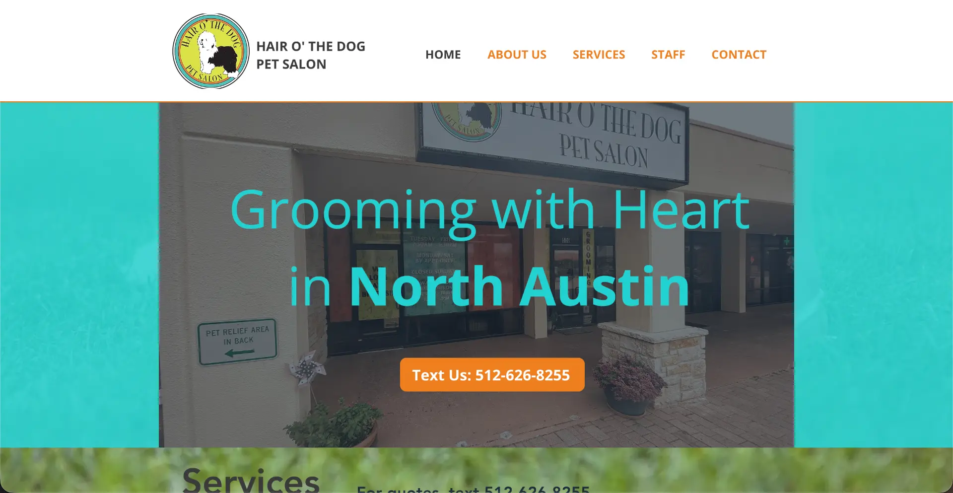 Website design preview for Hair O' The Dog Pet Salon