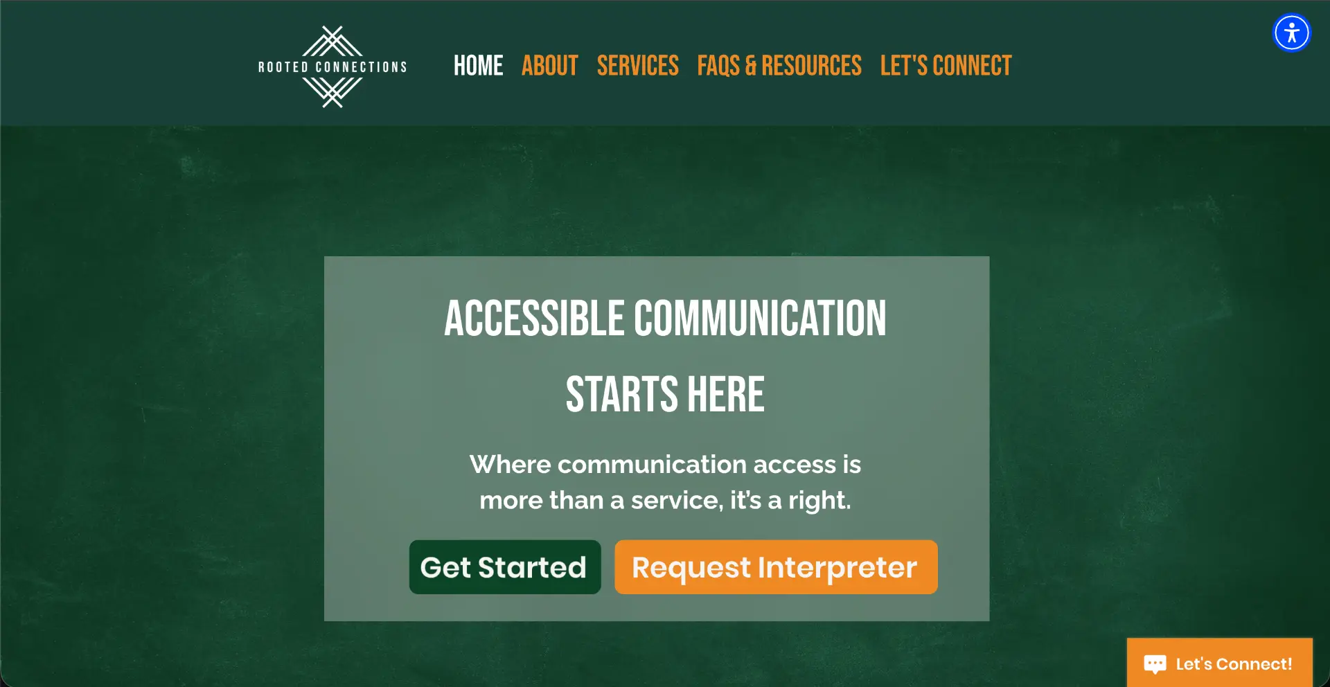 Website design preview for Rooted Connections