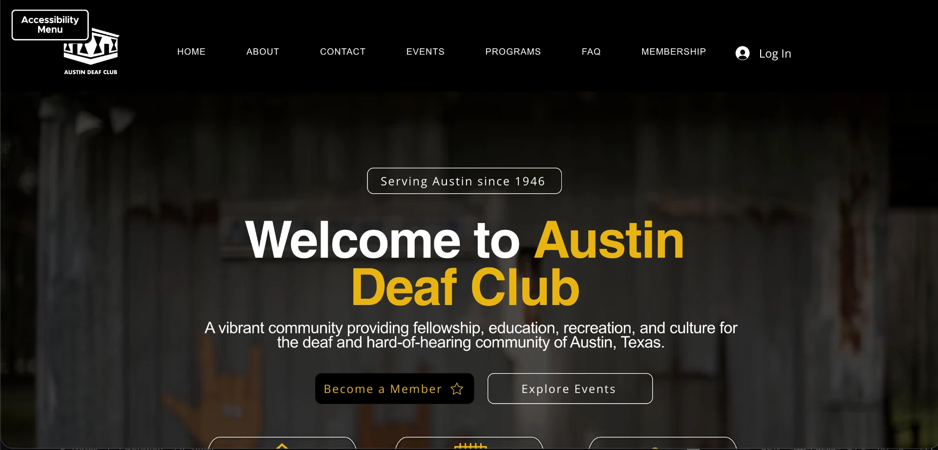 Website design preview for Austin Deaf Club